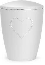 Urna per animali Völsing Elegance Edition, cuore di cristallo, velluto bianco, 2,8 L