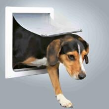 Trixie 2-Wege Freilauftür für Hunde, mit Tunnel, S–M/30x36cm, weiß