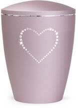 Urna per animali Völsing Elegance Edition, cuore di cristallo, velvet rosé, 0,5 L