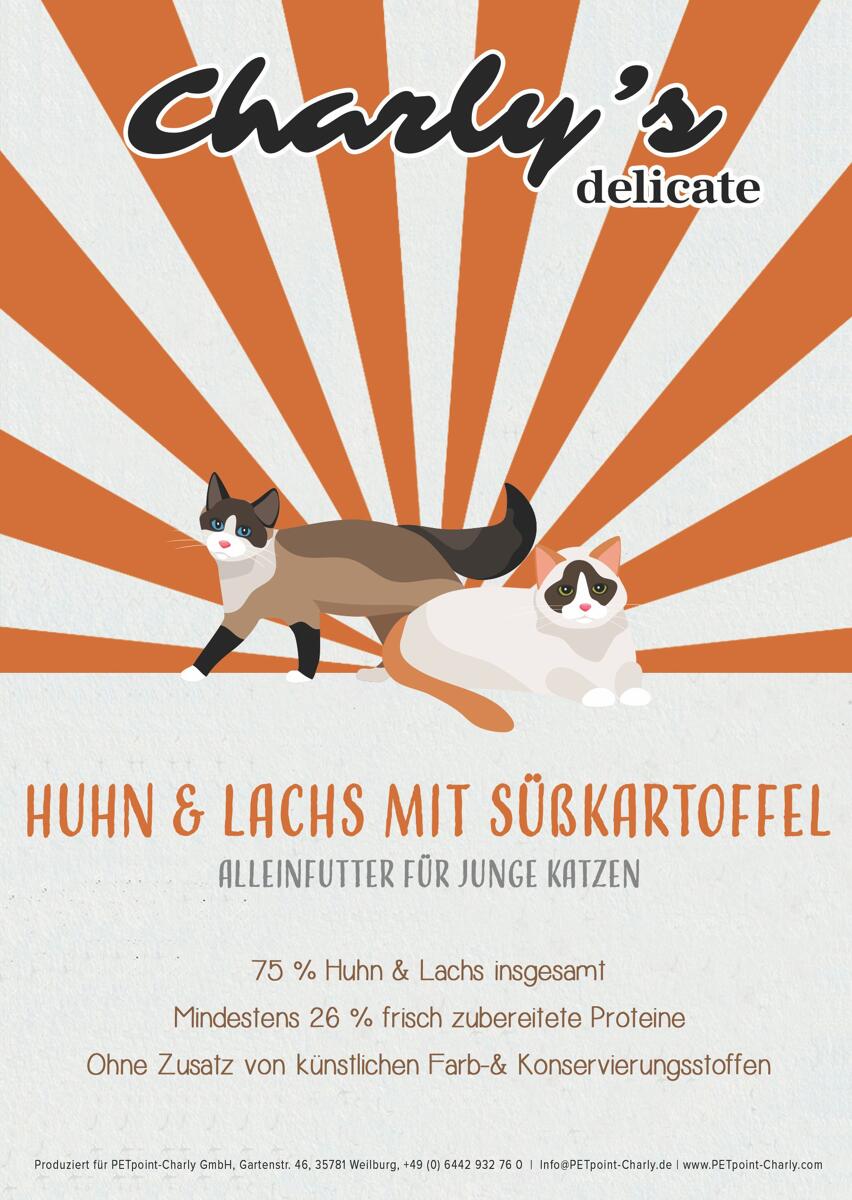 charlys delicate Kitten | mit Huhn & Lachs | getreidefreies Katzenfutter | 7,5 kg