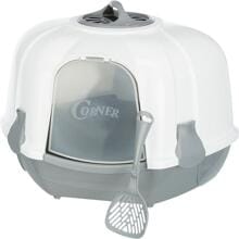 Trixie Maro Ecktoilette mit Haube, 60x43x52cm, hellgrau/granit