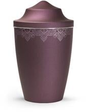 Urna per animali Völsing Mandala Edition, motivo mandala su tutto il perimetro, fascia argentata spazzolata, colore velvet berry, 0,5 L