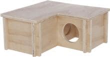 KERBL Pet Casetta per criceti naturale, 3 scomparti, 24x24x11cm