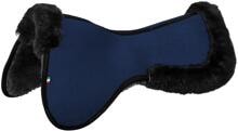 Cuscinetto in memory foam Acavallo, piatto, in pelle di agnello, blu/bianco, M