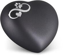 Urna per animali Völsing Herz Edition, Sparkling Star Infinity Cuore/Zampa argento, velluto nero, 0,5 L