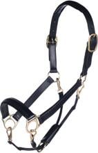 HKM Cavezza in pelle dorata, nera, pony