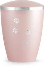 Urna per animali Völsing Elegance Edition, motivo zampe in argento lucido, madreperla rosa, 2,8 L