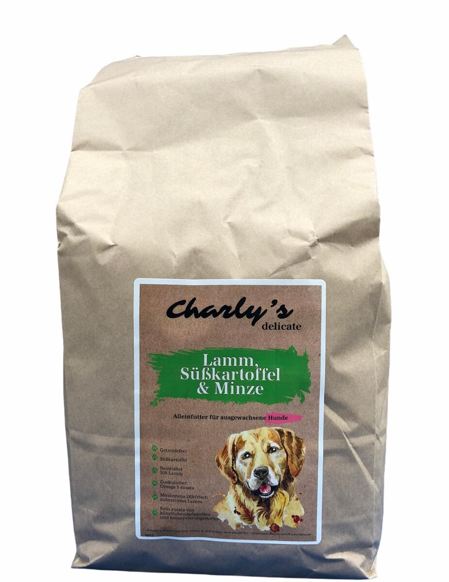 charlys delicate, Lamm, Süßkartoffel & Minze, getreidefreies Hundefutter, 12kg