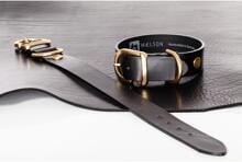 Collare Mealson Ecoskin CollR, Onyx/Brass, 70/45, 56-62x4,5 cm