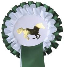 HKM double rosette show bow, green/white