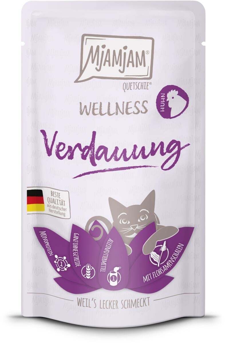 Mjamjam Wellness Verdauung Katzenfutter, 12x125g, Huhn