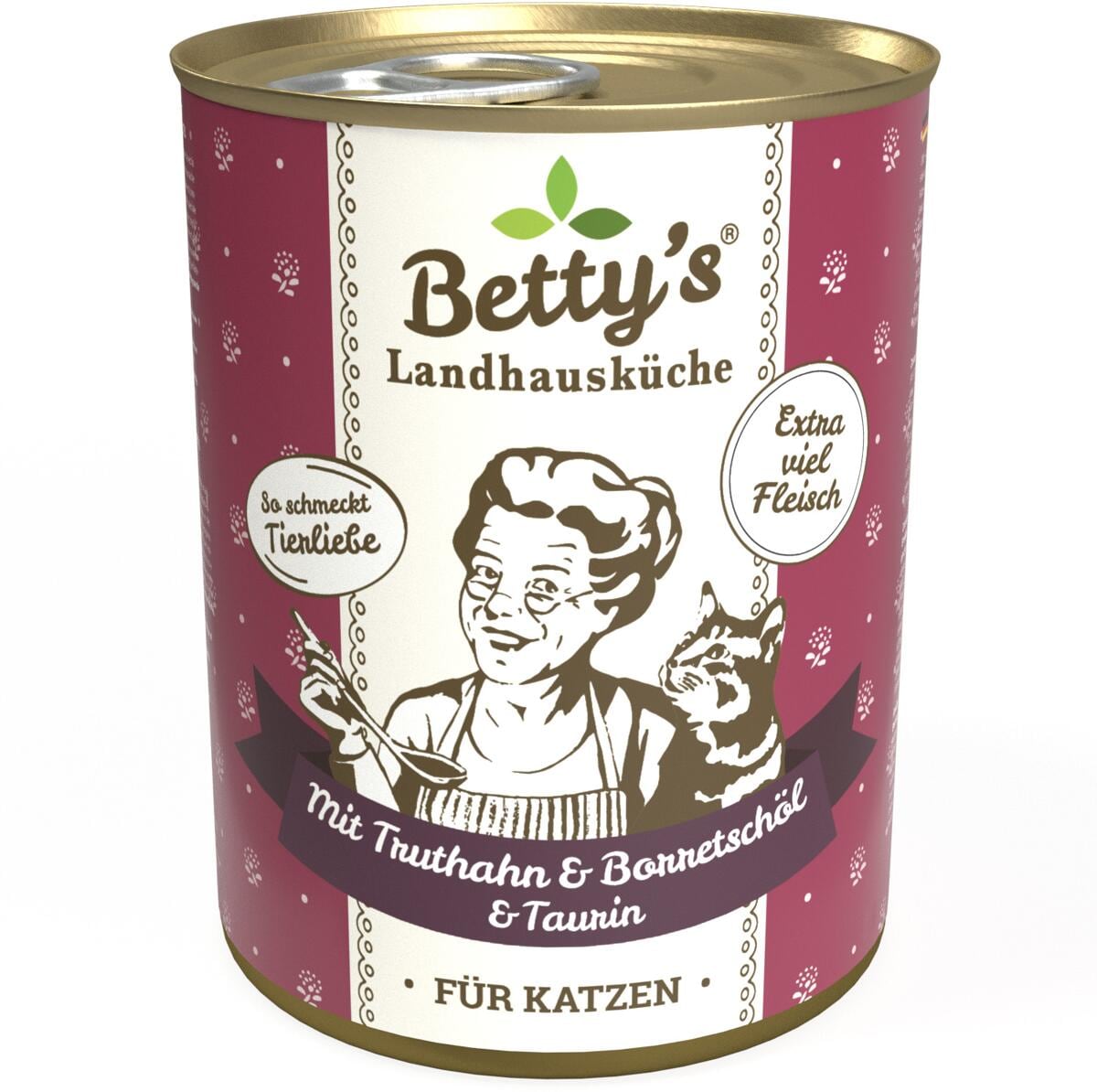 Bettys Landhausküche Cat Nassfutter mit Truthahn & Borretschöl, 6x400g
