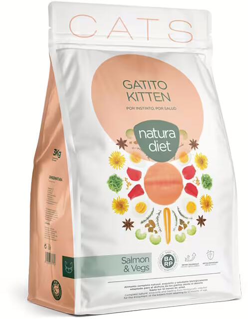 natura diet Cat Kitten Trockenfutter mit Lachs & Gemüse, 400g