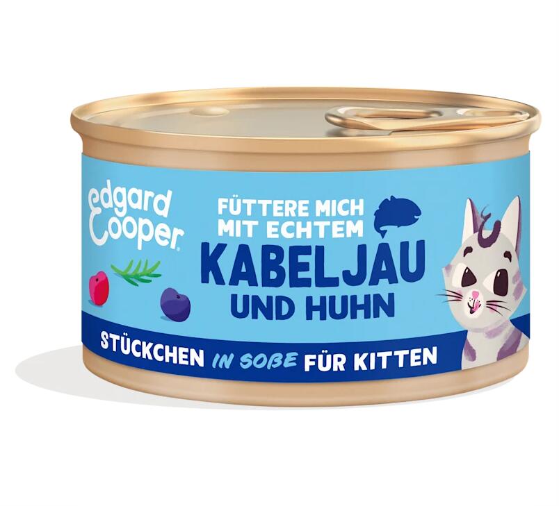 Edgard Cooper Kitten Nassfutter 18x85g, Kabeljau & Huhn