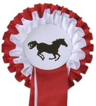 HKM double rosette show bow, red/white