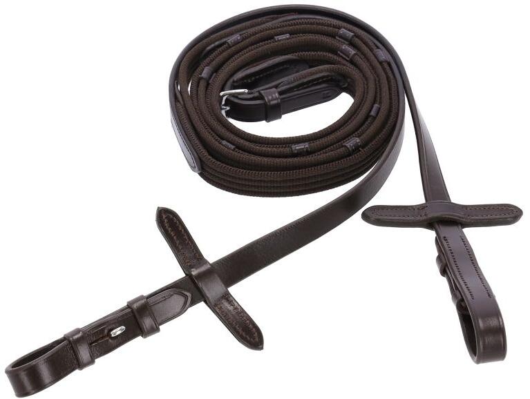 Schockemöhle SP Gummizügel mit Zaumhaken, dark brown/silver, WB