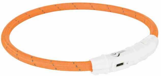 Trixie Flash USB Leuchtring, Nylon, L-XL, orange
