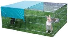 KERBL Pet Freilaufgehege Flachdach, mit Sonnenschutz, 144x112x60cm