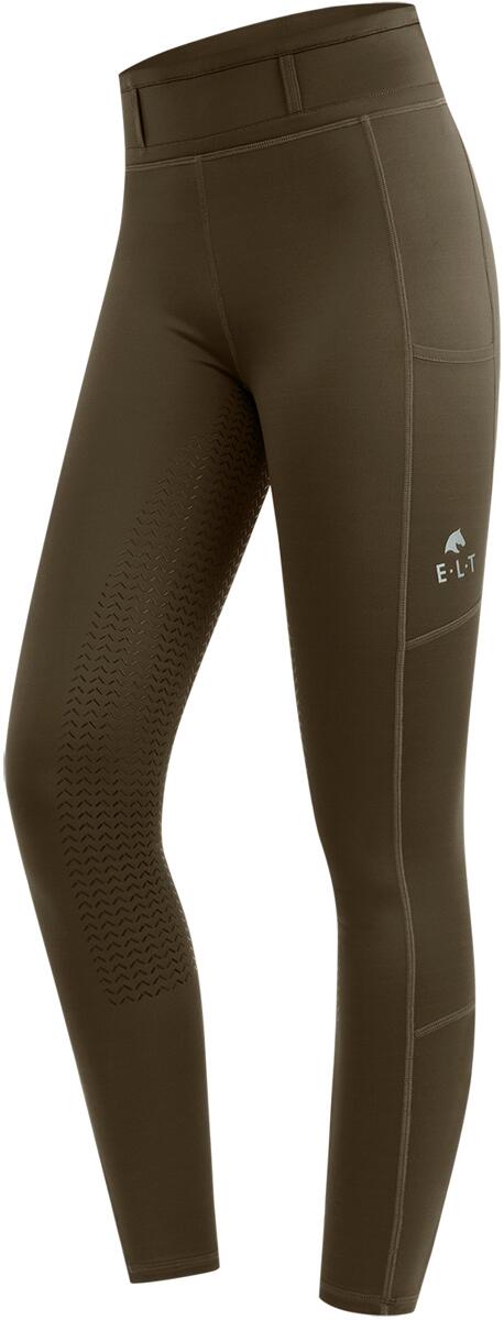ELT Ella Kinder Thermo-Reitleggings, grünbraun, 140