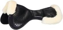 Sottosella Acavallo in memory foam, Gel Grip, piatto, bordo in pelle di agnello, taglia unica, nero/naturale