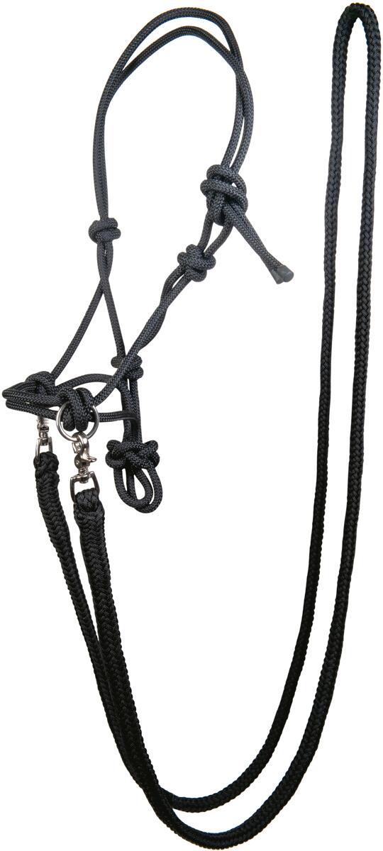 HKM Knotenhalfter mit Zügel, schwarz, Warmblut
