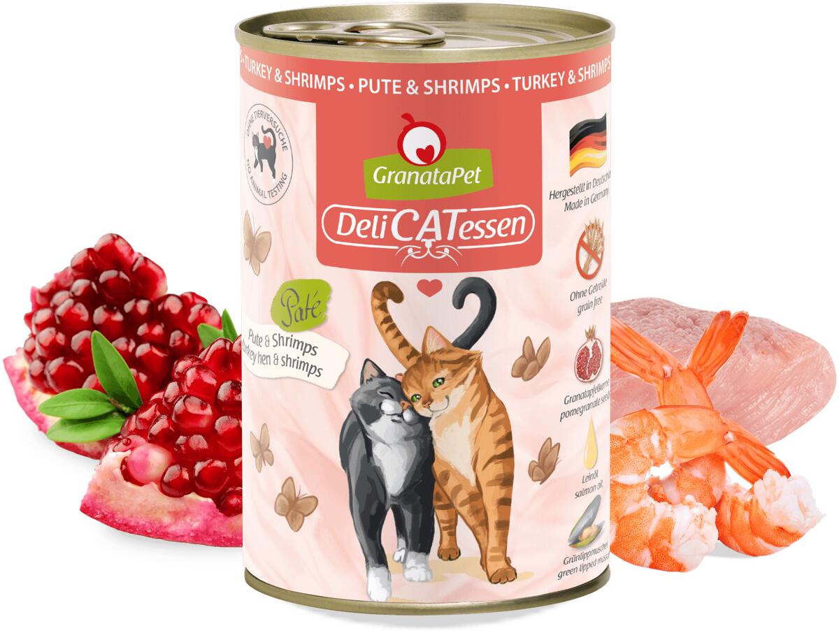 GranataPet DeliCATessen Nassfutter mit Pute & Shrimps, 6x400g
