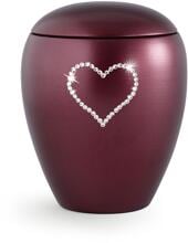 Urna per animali in ceramica Völsing, cuore di cristalli, color vino madreperla, 2,8 L