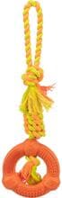 Anello Trixie su corda, gomma naturale, ø12/41cm, arancio/lime