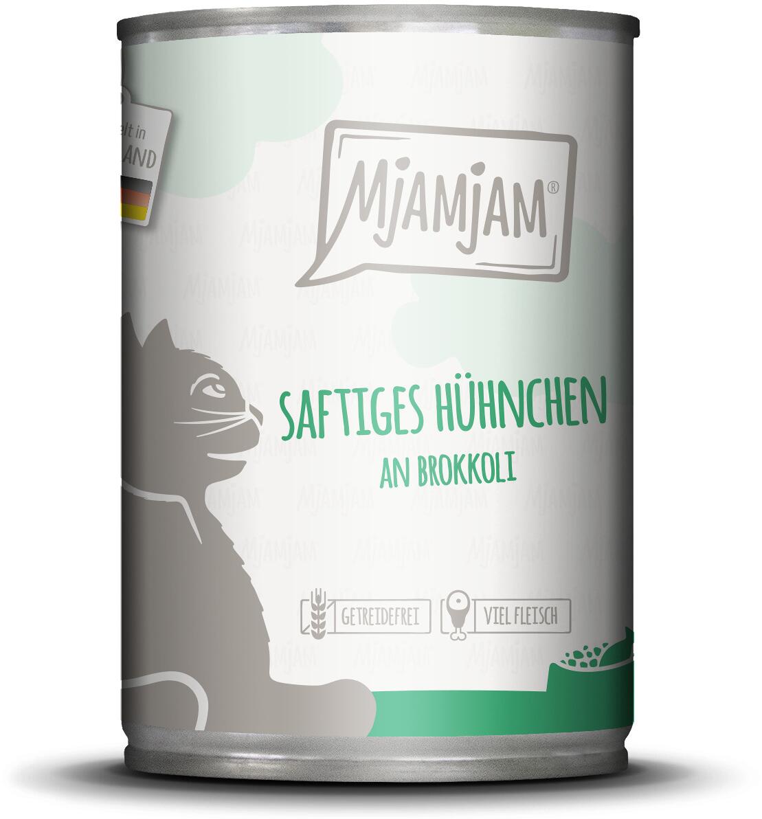 Mjamjam Katzenfutter mit Huhn & Brokkoli, 6x400g