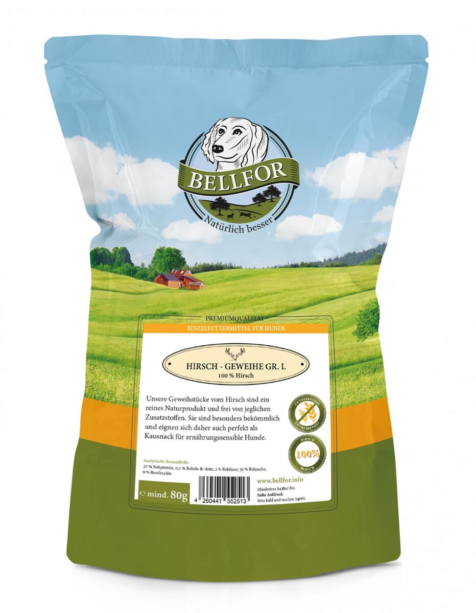 Bellfor Hirsch-Geweih | getreidefreier Hundesnack | XL