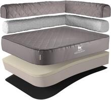 Lettino ortopedico angolare per cani Knuffelwuff Winslow, 85x63 cm, grigio, con schienale a destra