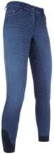 HKM Summer Denim Easy Kids Reithose, 3/4 Silikonbesatz