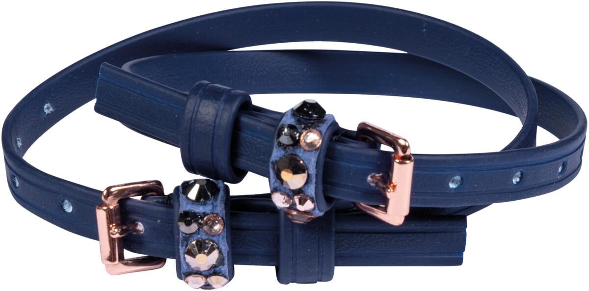 HKM Rosegold Glamour Sporenriemen, dunkelblau