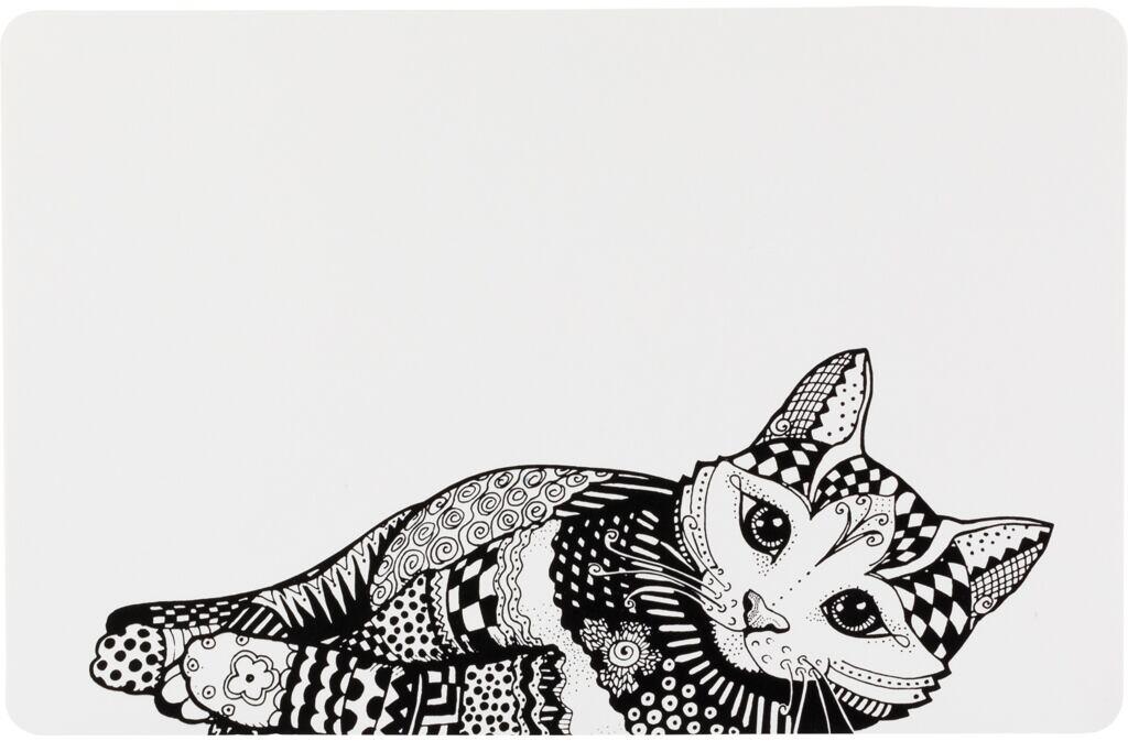 Trixie Napfunterlage Katze, 44x28cm, weiß/schwarz