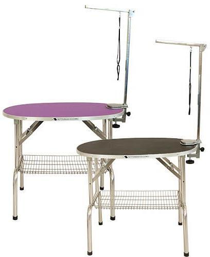 Ibanez Ovaler klappbarer Trimmtisch | Tischplatte 90 x 60 cm | Schwarz