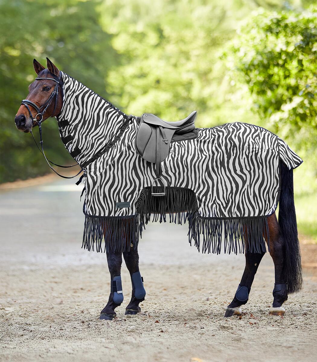 Waldhausen Zebra Fliegenausreitdecke mit Fransen, 135cm