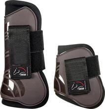 HKM Genua set di stivali da salto, 4 pezzi, marrone scuro/nero, purosangue