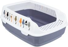 Trixie Delio Katzentoilette mit Rand, bedruckt, 38x20x50cm, lila/weiß