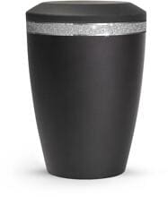 Urna per animali Völsing Glamour Edition, fascia Sparkling Glamour argento, velluto nero, 0,5 L