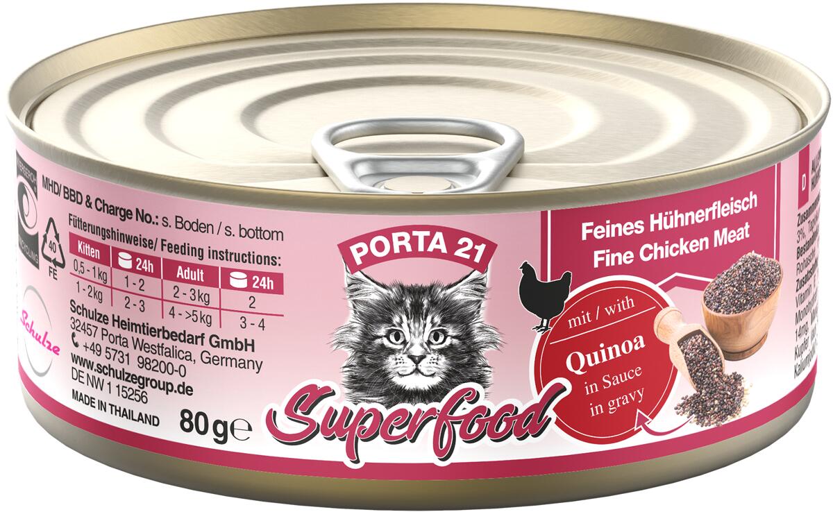 Porta21 Superfood Nassfutter, Huhn & Quiona, 24x80g