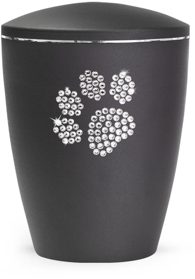 Völsing Elegance Tierurne, Pfotenmotiv mit Kristallen, 1,5L, velvet schwarz