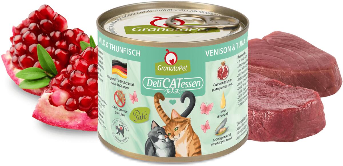 GranataPet DeliCATessen Nassfutter mit Wild & Thunfisch, 6x200g