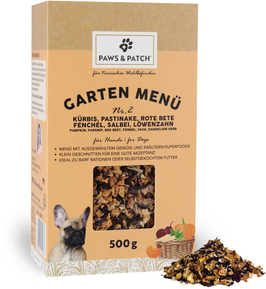 Paws & Patch Garten Menü Nr. 2 Futterzusatz mit Kürbis, Pastinake & Rote Bete