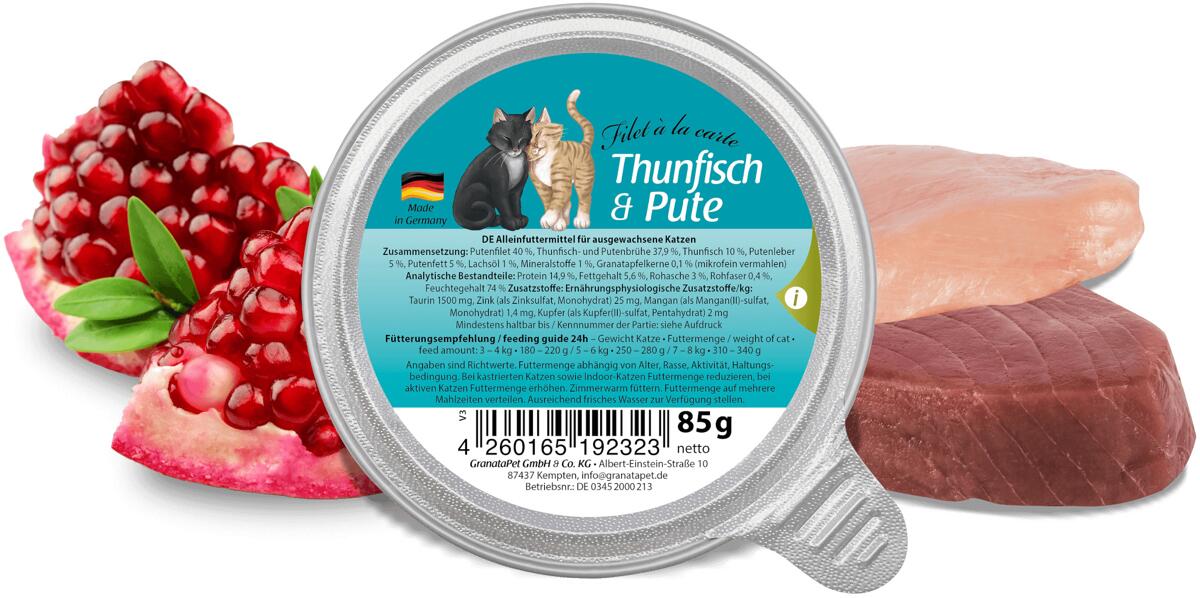 GranataPet Filet à la carte Nassfutter, 6x85g, Thunfisch & Pute