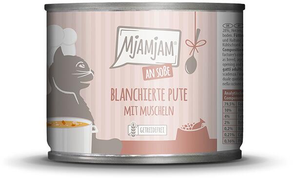 Mjamjam Soßenschmaus Katzenfutter, 6x185g, Pute & Muscheln