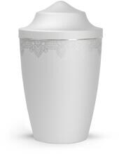 Urna per animali Völsing Mandala Edition, motivo mandala su tutto il perimetro, fascia in argento spazzolato, velluto bianco, 2,8 L