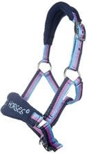 Cavezza HKM Funny Horses, blu scuro/blu/rosa scuro, Mini Shetty