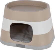 KERBL Pet Bianca Katzenhöhle mit Kissen, grau/weiß, 58x38x35cm
