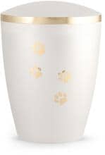 Urna per animali Völsing Elegance Edition, motivo zampe dorato lucido, bianco madreperla, 2,8 L
