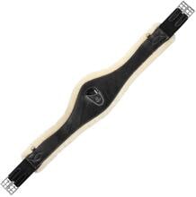 Cinghia da salto Acavallo, pelle, pelliccia sintetica, nera, 135 cm